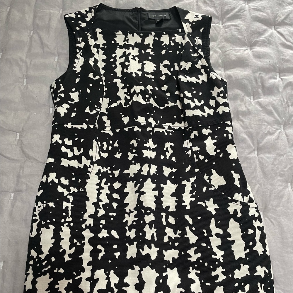 St. John black and white dress
